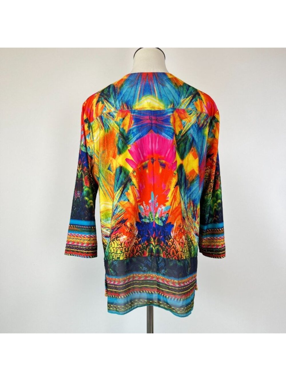 NWOT Ali Miles Floral Multicolor Rhinestone Women’s Open Front Cardigan Size PM - Picture 6 of 14